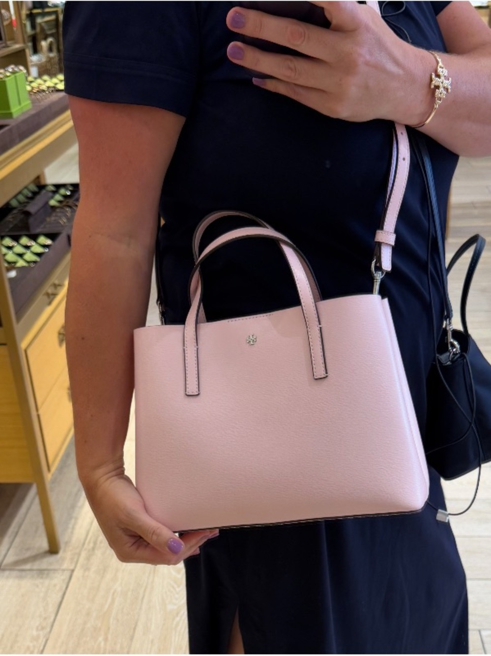 Tory Burch Blush Pink Leather Mini Tote with Detachable Strap - Picture 3 of 4
